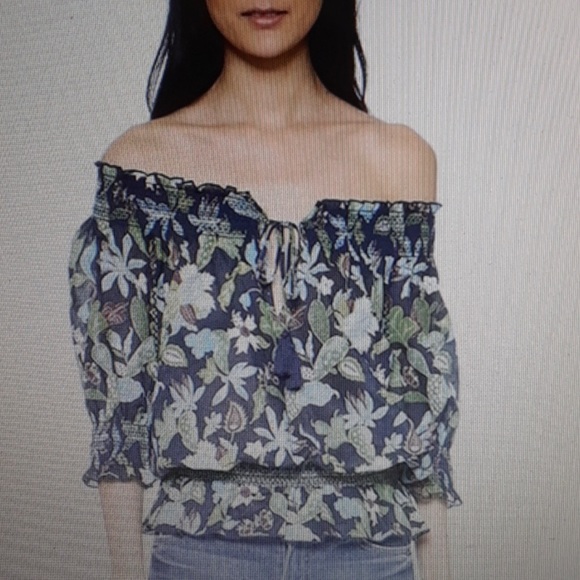 TORY BURCH FLORALPEASANT BLOUSE - Picture 1 of 3